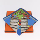 HERMES Carre 90 Scarf Silk Blue Red ""KACHINAS"" Auth ki6872M-24