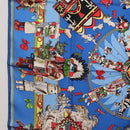 HERMES Carre 90 Scarf Silk Blue Red ""KACHINAS"" Auth ki6872M-5