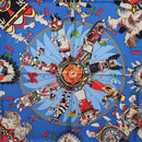 HERMES Carre 90 Scarf Silk Blue Red ""KACHINAS"" Auth ki6872M-6
