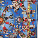HERMES Carre 90 Scarf Silk Blue Red ""KACHINAS"" Auth ki6872M-7