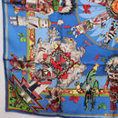 HERMES Carre 90 Scarf Silk Blue Red ""KACHINAS"" Auth ki6872M-8