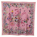 HERMES Carre 90 Scarf Silk Pink Yellow ""La Folle Parade"" Auth ki6876M-1