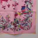 HERMES Carre 90 Scarf Silk Pink Yellow ""La Folle Parade"" Auth ki6876M-10