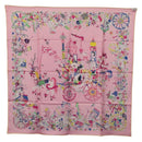 HERMES Carre 90 Scarf Silk Pink Yellow ""La Folle Parade"" Auth ki6876M-16