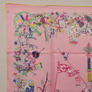 HERMES Carre 90 Scarf Silk Pink Yellow ""La Folle Parade"" Auth ki6876M-17
