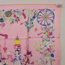 HERMES Carre 90 Scarf Silk Pink Yellow ""La Folle Parade"" Auth ki6876M-19