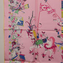 HERMES Carre 90 Scarf Silk Pink Yellow ""La Folle Parade"" Auth ki6876M-20