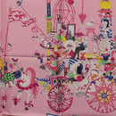 HERMES Carre 90 Scarf Silk Pink Yellow ""La Folle Parade"" Auth ki6876M-21