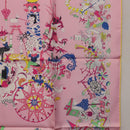 HERMES Carre 90 Scarf Silk Pink Yellow ""La Folle Parade"" Auth ki6876M-22