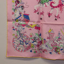 HERMES Carre 90 Scarf Silk Pink Yellow ""La Folle Parade"" Auth ki6876M-23