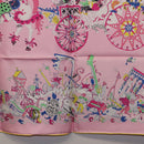 HERMES Carre 90 Scarf Silk Pink Yellow ""La Folle Parade"" Auth ki6876M-24