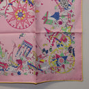 HERMES Carre 90 Scarf Silk Pink Yellow ""La Folle Parade"" Auth ki6876M-25