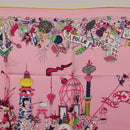 HERMES Carre 90 Scarf Silk Pink Yellow ""La Folle Parade"" Auth ki6876M-3