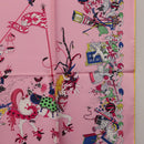 HERMES Carre 90 Scarf Silk Pink Yellow ""La Folle Parade"" Auth ki6876M-7