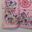 HERMES Carre 90 Scarf Silk Pink Yellow ""La Folle Parade"" Auth ki6876M-8