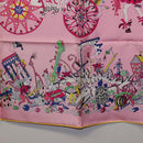 HERMES Carre 90 Scarf Silk Pink Yellow ""La Folle Parade"" Auth ki6876M-9