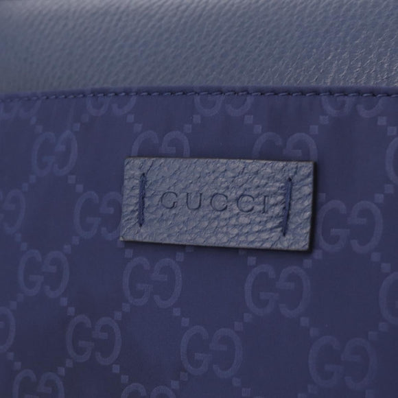 GUCCI GG Shoulder Bag Nylon Navy Silver 510342 Auth ki6877