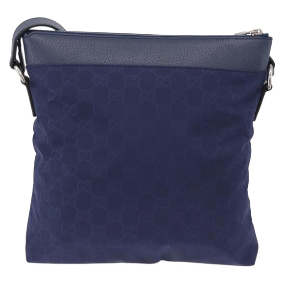 GUCCI GG Shoulder Bag Nylon Navy Silver 510342 Auth ki6877