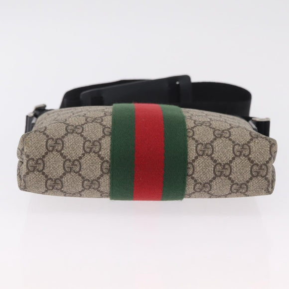 GUCCI GG Supreme Web Sherry Line Shoulder Bag PVC Beige 471454 Auth ki6878A