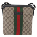 GUCCI GG Supreme Web Sherry Line Shoulder Bag PVC Beige 471454 Auth ki6878A-13