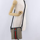 GUCCI GG Supreme Web Sherry Line Shoulder Bag PVC Beige 471454 Auth ki6878A-26