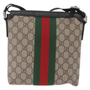GUCCI GG Supreme Web Sherry Line Shoulder Bag PVC Beige 471454 Auth ki6878A-2