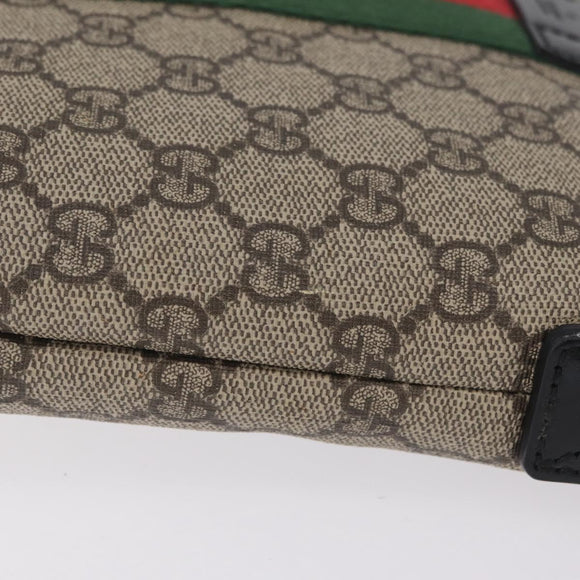GUCCI GG Supreme Web Sherry Line Shoulder Bag PVC Beige 471454 Auth ki6878A