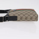GUCCI GG Supreme Web Sherry Line Shoulder Bag PVC Beige 471454 Auth ki6878A-6