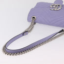 GUCCI GG Marmont Chain Shoulder Bag Leather Purple Silver 443497 Auth ki6880-10