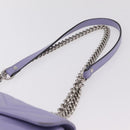 GUCCI GG Marmont Chain Shoulder Bag Leather Purple Silver 443497 Auth ki6880-11