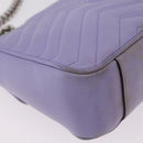 GUCCI GG Marmont Chain Shoulder Bag Leather Purple Silver 443497 Auth ki6880-16