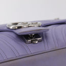 GUCCI GG Marmont Chain Shoulder Bag Leather Purple Silver 443497 Auth ki6880-19