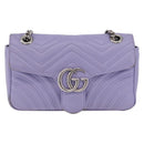 GUCCI GG Marmont Chain Shoulder Bag Leather Purple Silver 443497 Auth ki6880-2