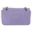 GUCCI GG Marmont Chain Shoulder Bag Leather Purple Silver 443497 Auth ki6880-3
