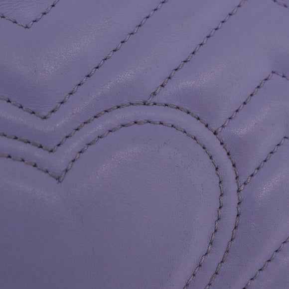 GUCCI GG Marmont Chain Shoulder Bag Leather Purple Silver 443497 Auth ki6880