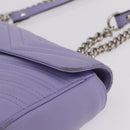 GUCCI GG Marmont Chain Shoulder Bag Leather Purple Silver 443497 Auth ki6880-6