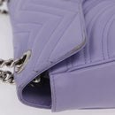 GUCCI GG Marmont Chain Shoulder Bag Leather Purple Silver 443497 Auth ki6880-8