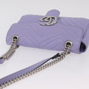 GUCCI GG Marmont Chain Shoulder Bag Leather Purple Silver 443497 Auth ki6880-9