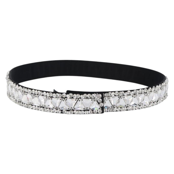 PRADA Bijoux Belt Satin 75/30 Black Silver Auth ki6885V