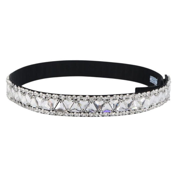 PRADA Bijoux Belt Satin 75/30 Black Silver Auth ki6885V