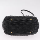 Miu Miu Matelasse Hand Bag Leather 2way Black Gold Tone Auth ki6891M-5