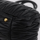 Miu Miu Matelasse Hand Bag Leather 2way Black Gold Tone Auth ki6891M-19