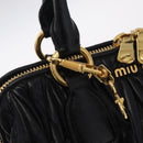 Miu Miu Matelasse Hand Bag Leather 2way Black Gold Tone Auth ki6891M-22