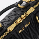 Miu Miu Matelasse Hand Bag Leather 2way Black Gold Tone Auth ki6891M-23