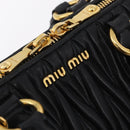 Miu Miu Matelasse Hand Bag Leather 2way Black Gold Tone Auth ki6891M-24
