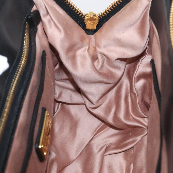 Miu Miu Matelasse Hand Bag Leather 2way Black Gold Tone Auth ki6891M