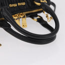 Miu Miu Matelasse Hand Bag Leather 2way Black Gold Tone Auth ki6891M-7