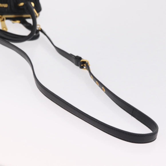 Miu Miu Matelasse Hand Bag Leather 2way Black Gold Tone Auth ki6891M