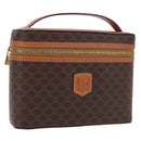 CELINE Macadam Vanity Cosmetic Pouch PVC Brown Gold Tone Auth ki6895M-1