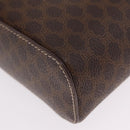 CELINE Macadam Vanity Cosmetic Pouch PVC Brown Gold Tone Auth ki6895M-15